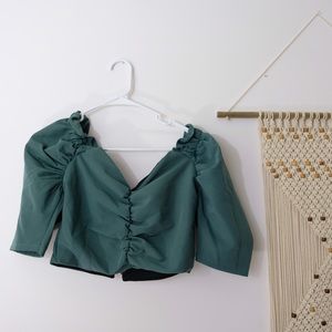 Over or off the shoulder puff sleeve crop top
